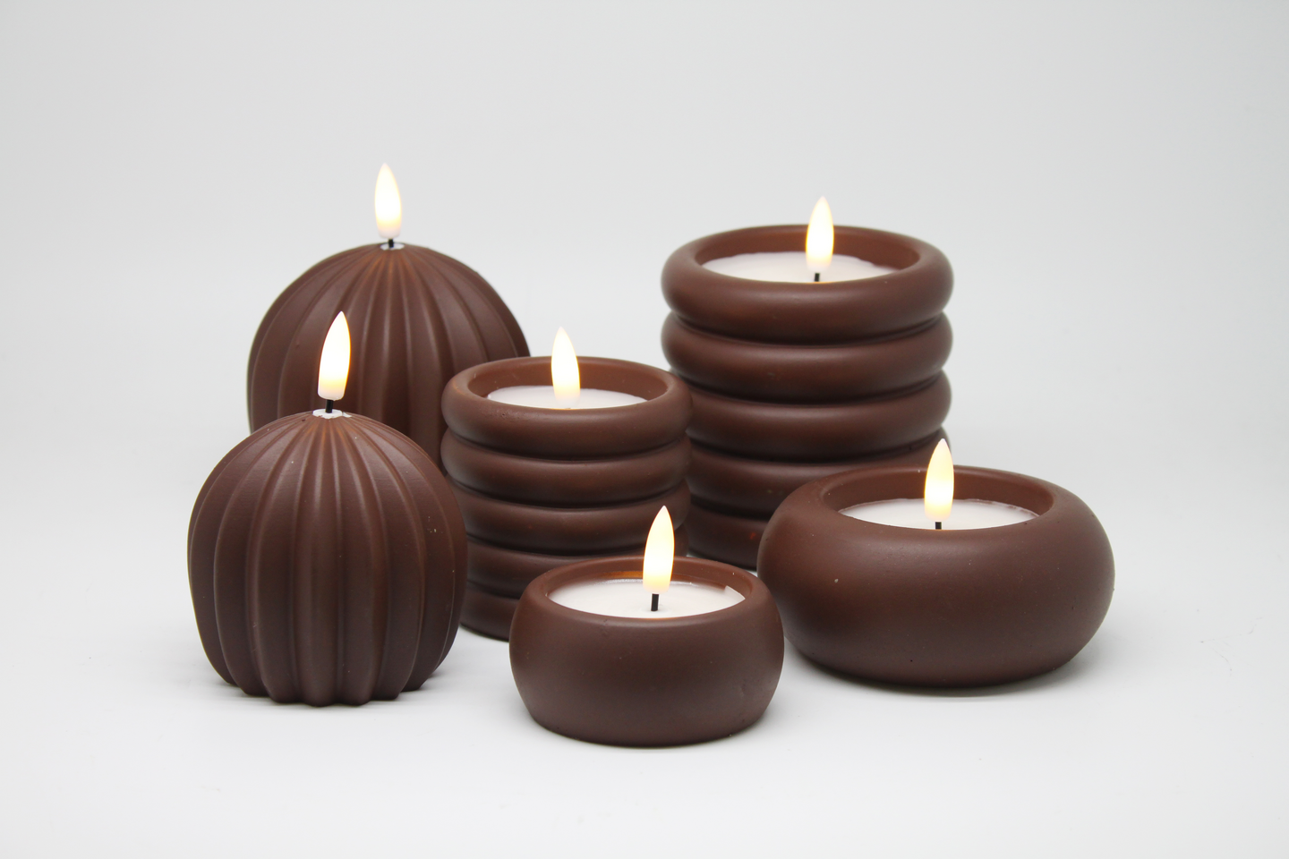 Led kynttilä Cello Pleat 10cm tummanruskea