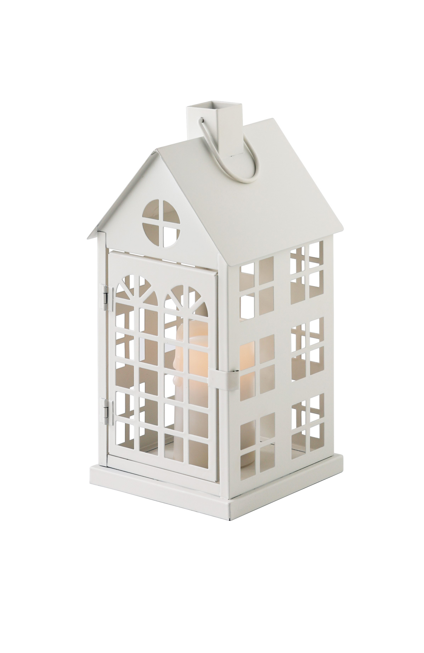 Lyhty Cello Talo 13x13x28cm valkoinen