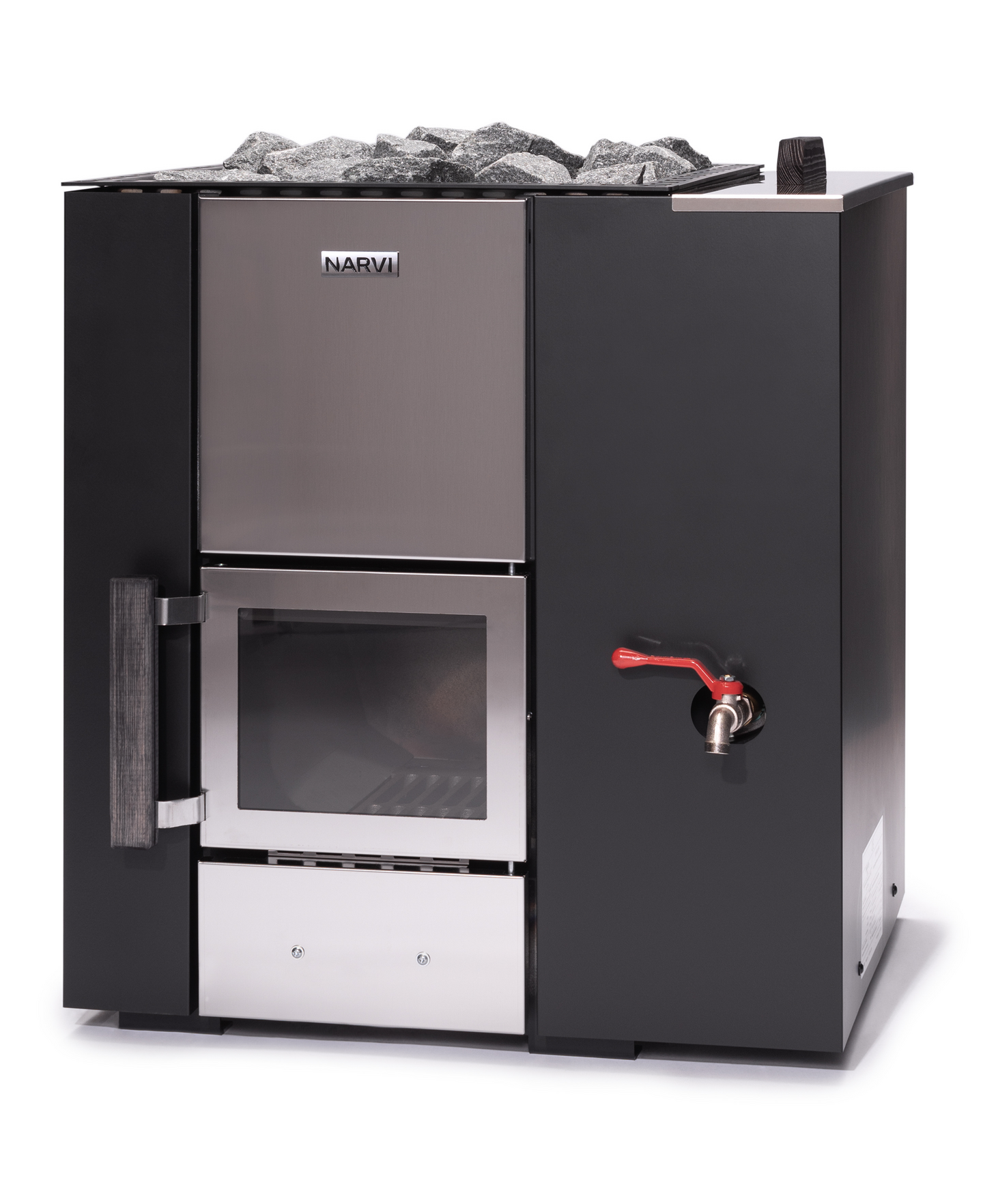 Puukiuas Narvi Kuru 20 vesisäiliö oikealla