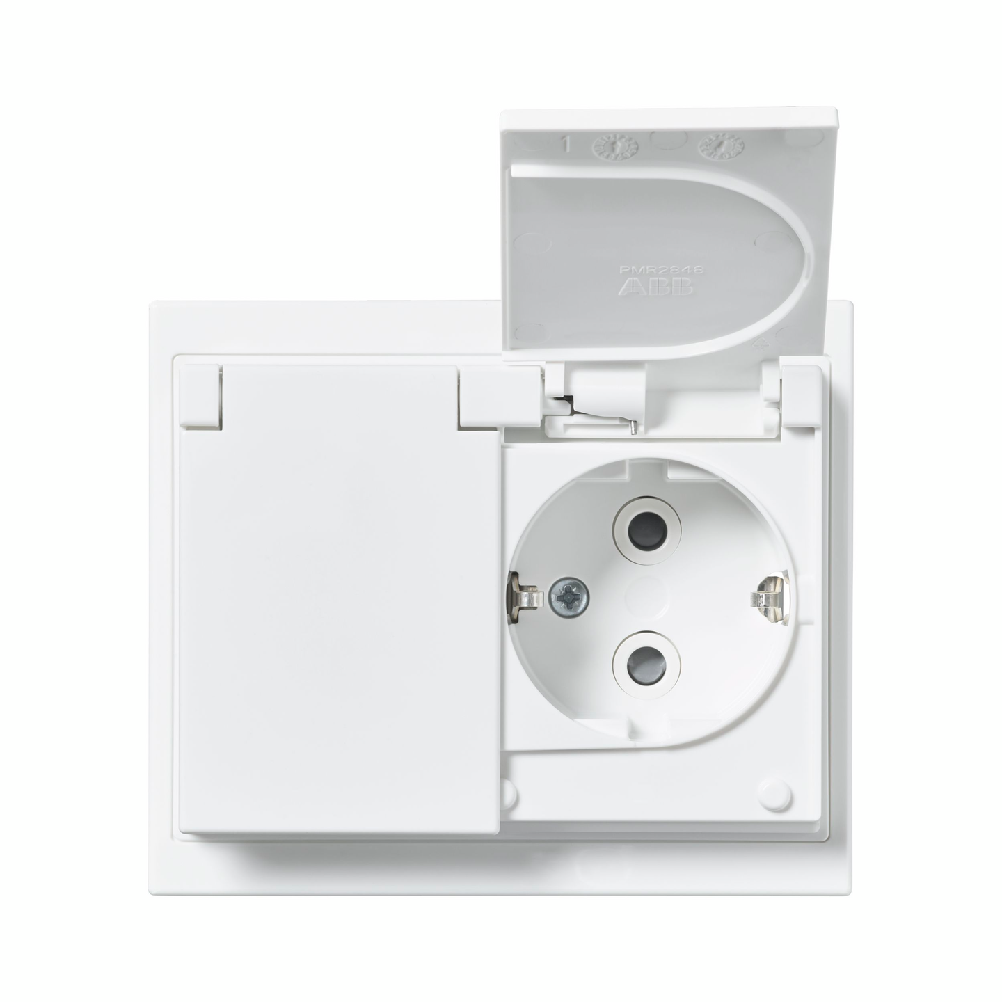 Pistorasia ABB Impressivo 302EK-84P 2-osainen IP44 valkoinen