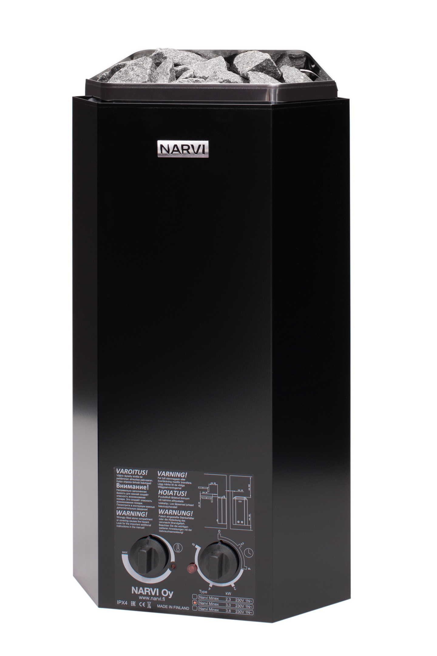 Sähkökiuas Narvi Minex 3,0kW musta