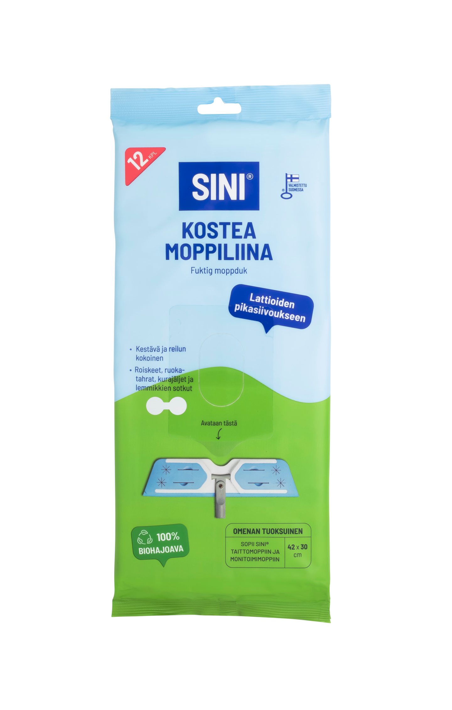 Kostea moppiliina Sini 12kpl hajustettu