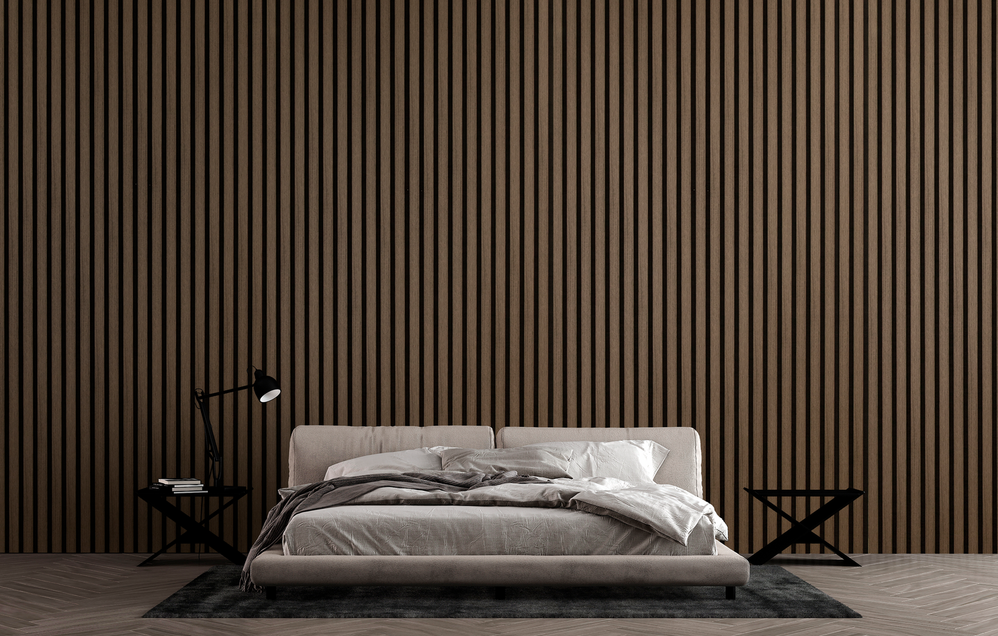 Akustiikkarimapaneeli Cello 22x600x2700mm savutammi 4cm rima