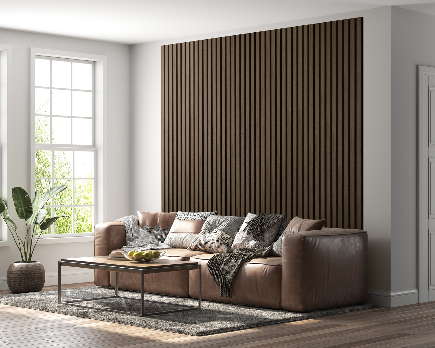 Akustiikkarimapaneeli Cello 22x600x2700mm savutammi 4cm rima