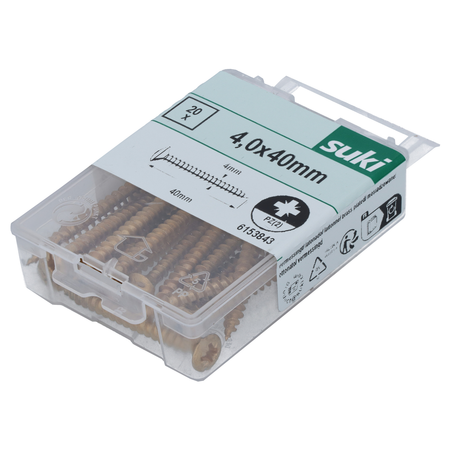 Yleisruuvi Suki linssikanta 4x40 messingöity PZ1 20kpl
