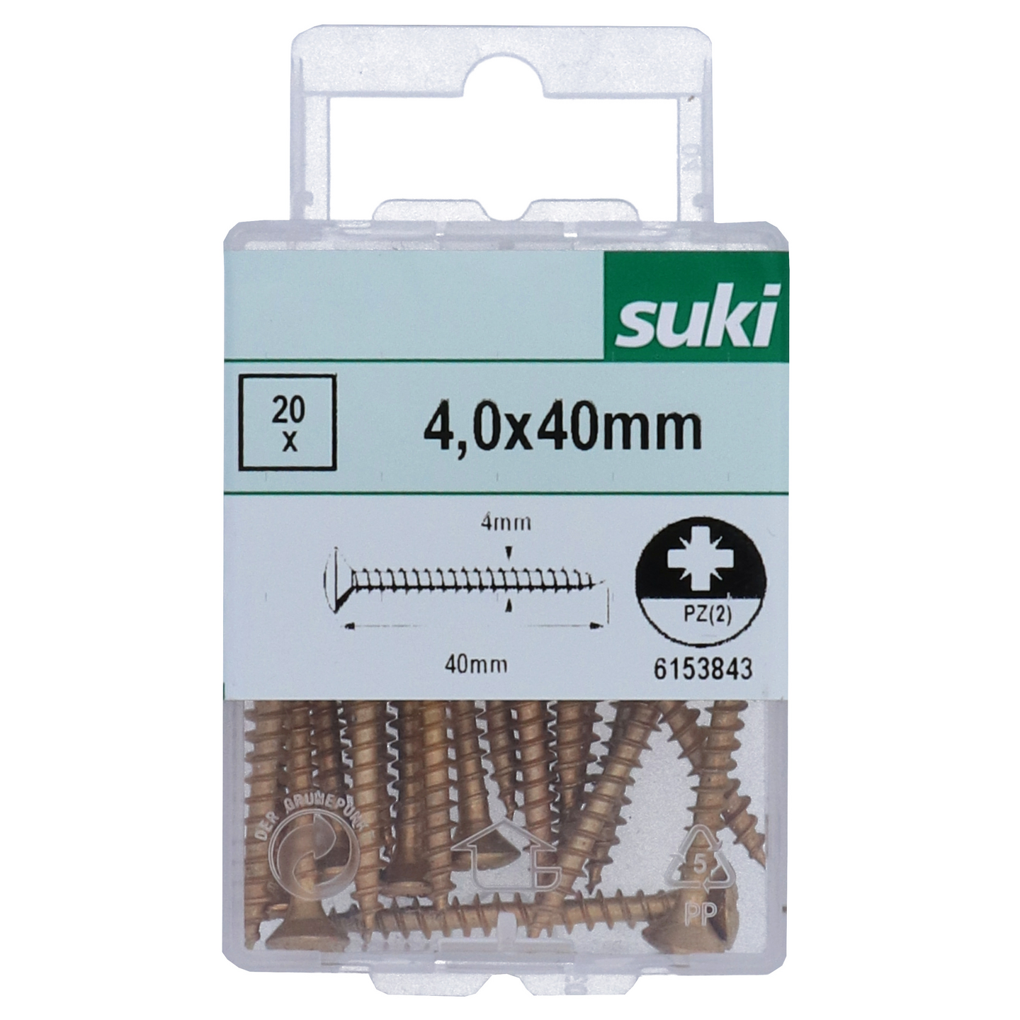 Yleisruuvi Suki linssikanta 4x40 messingöity PZ1 20kpl