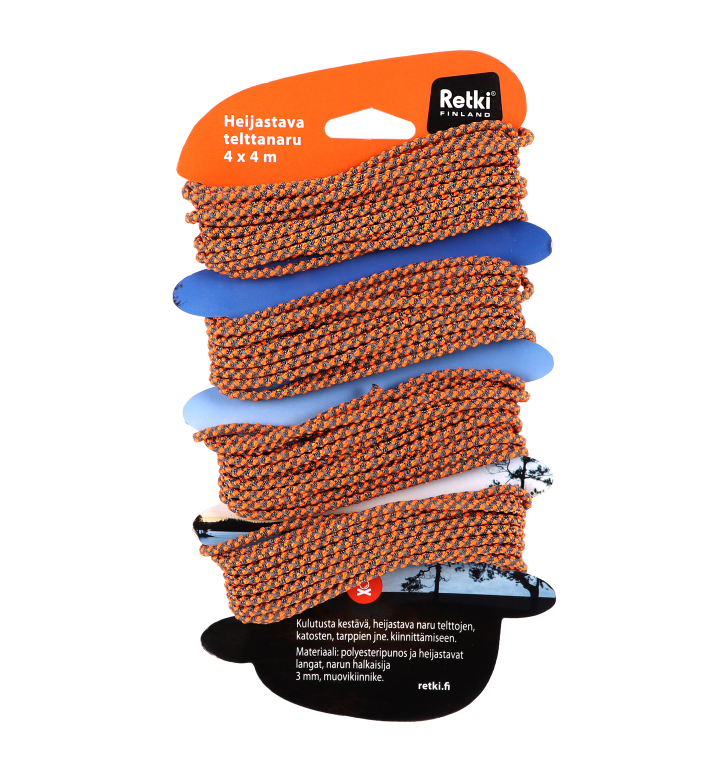 Telttanaru Retki heijastava 4kpl 3mm x 4m