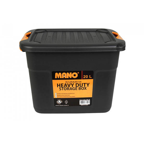 Varastolaatikko Mano 20l kannella musta