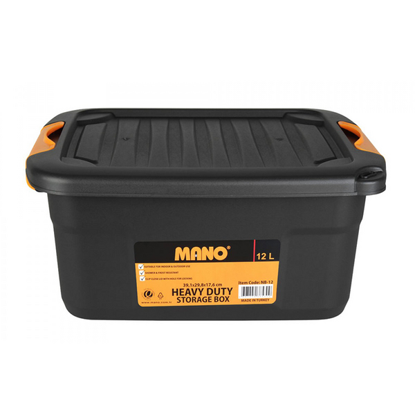 Varastolaatikko Mano 12l kannella musta