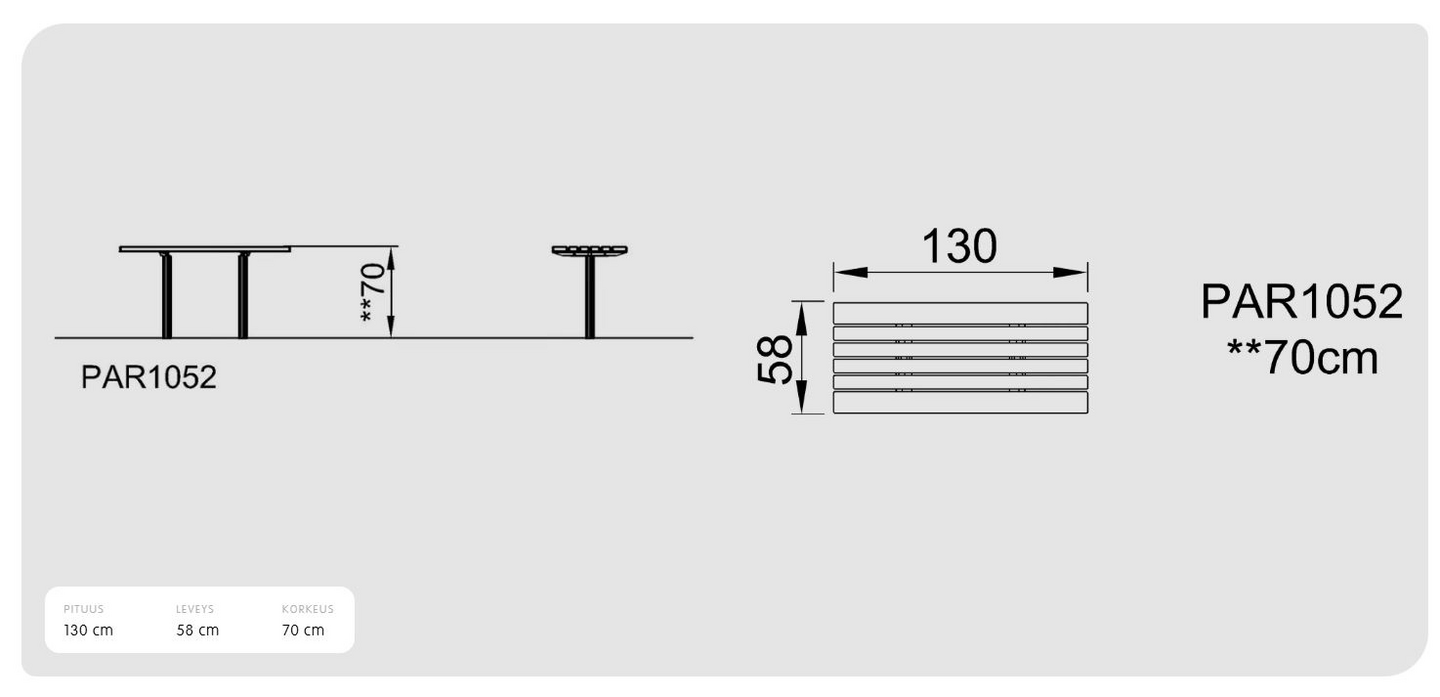 Pöytä Kompan Anita painekyllästetty mänty 130x58x78