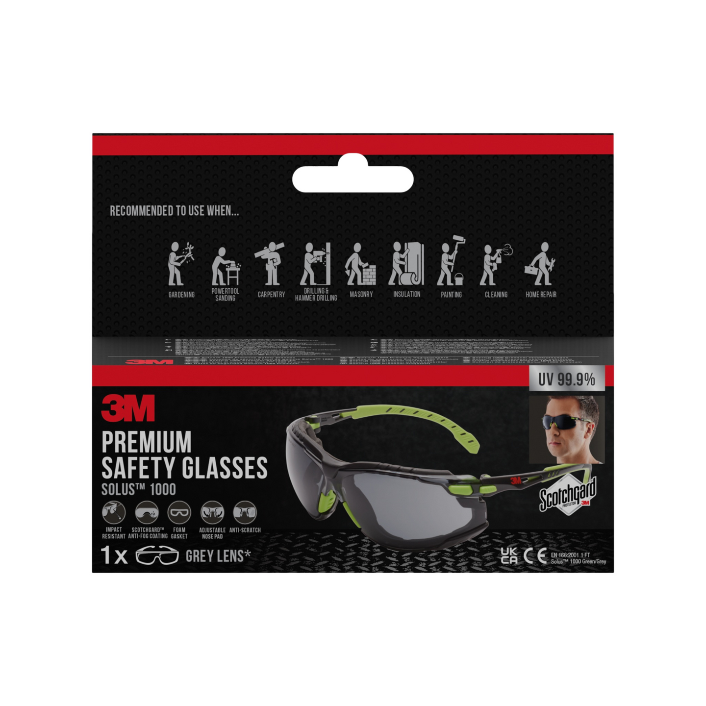 SKYDDSGLASÖGON 3M GRÖN MÖRK LINS