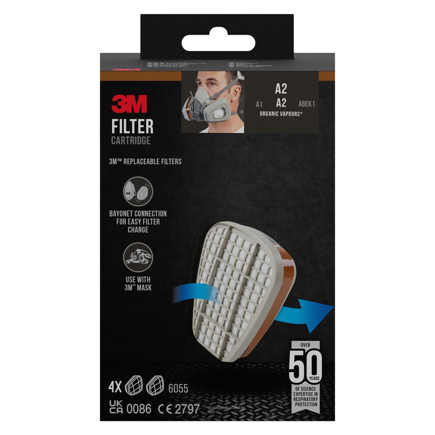 GASFILTER 3M 6055PRO4 A2 4 PAR