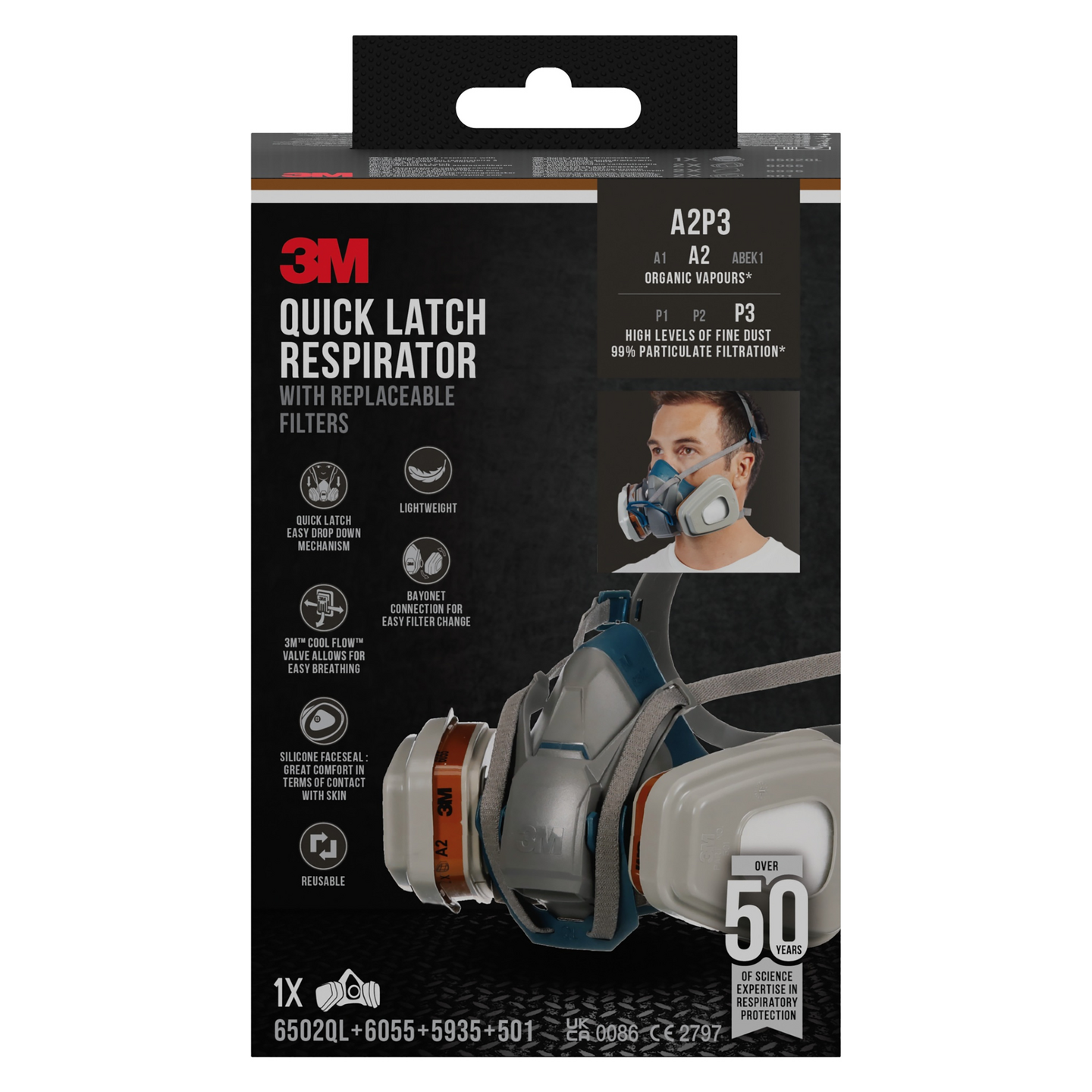 HALVMASK 3M 6502QLPRO A2P3