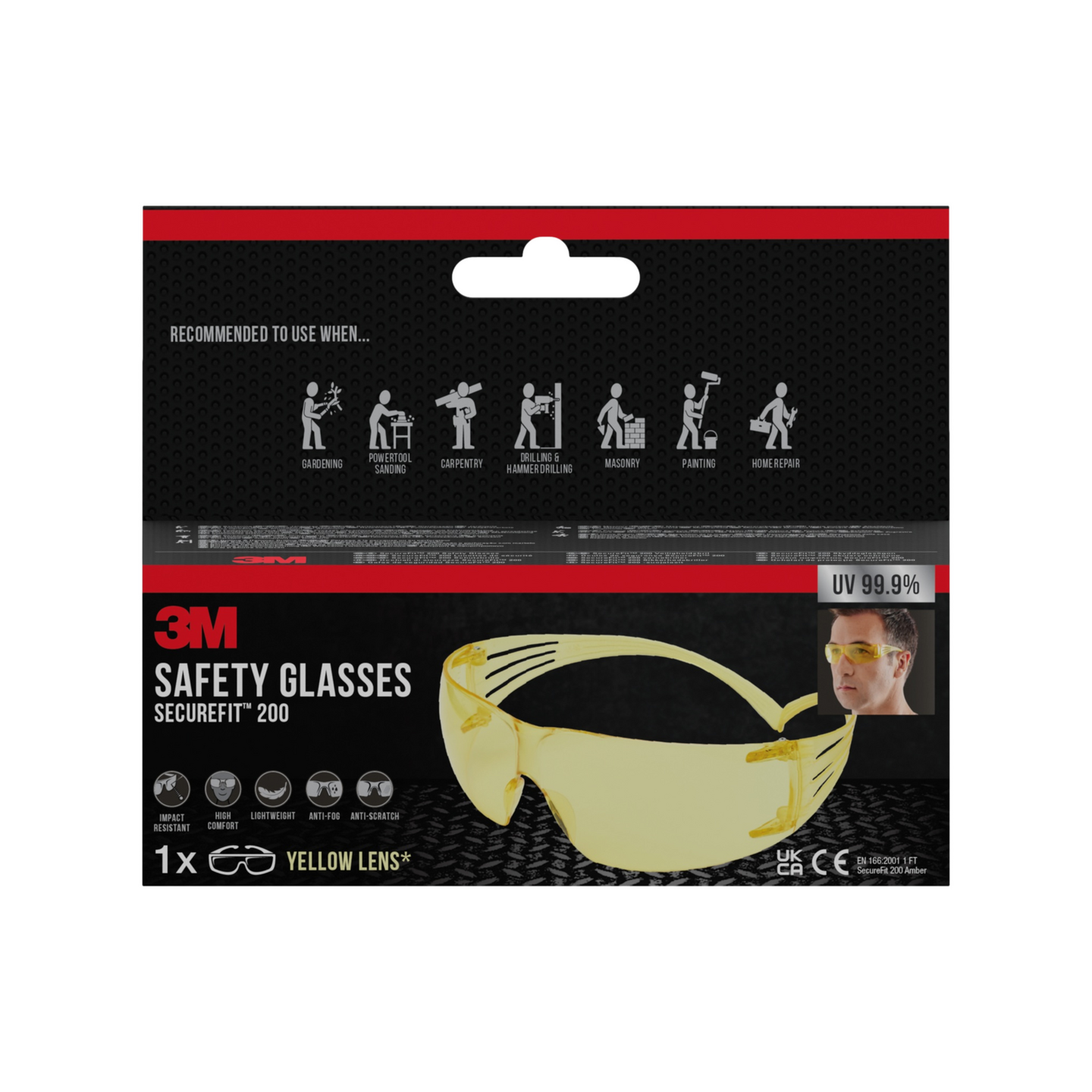 3M SECUREFITSKYDDSGLASÖGONGUL