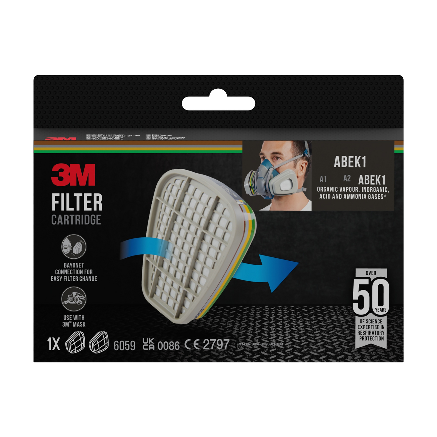 GASFILTER 3M 6059PRO1 ABEK1 1 PAR