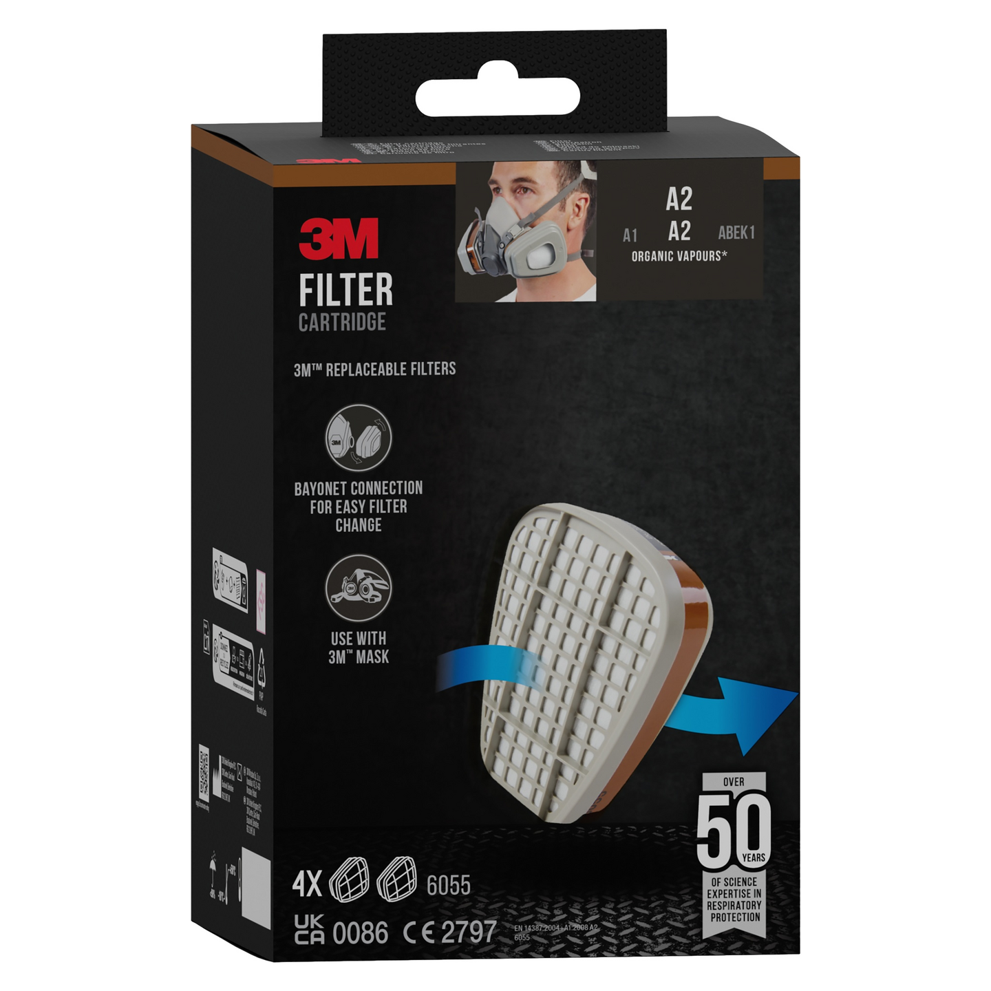 GASFILTER 3M 6055PRO4 A2 4 PAR