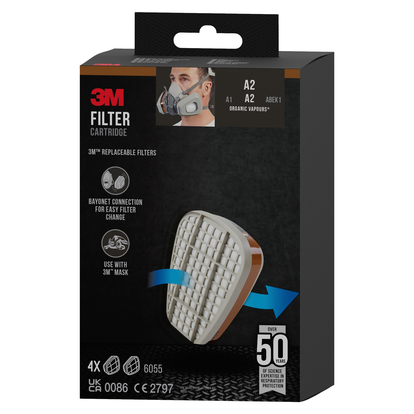 GASFILTER 3M 6055PRO4 A2 4 PAR