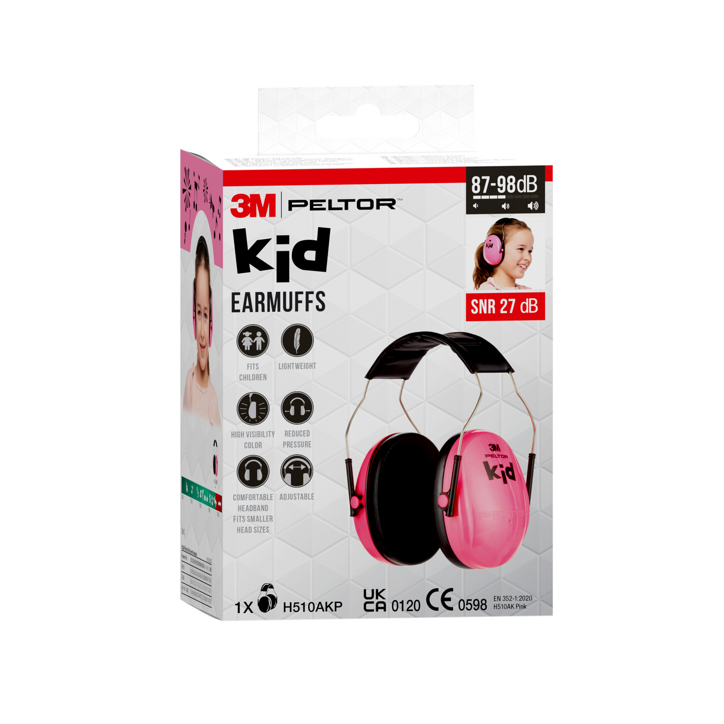 HÖRSELKÅPA PELTOR KID NEONROSA, 282069