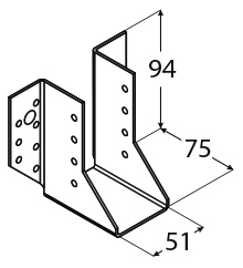Palkkikenkä PROF 51x94x75x2mm Ulko