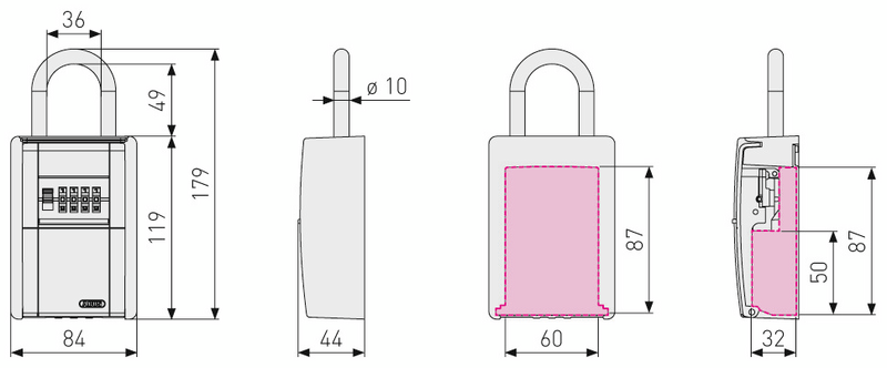 Avainsäilö Abus 797 sangalla