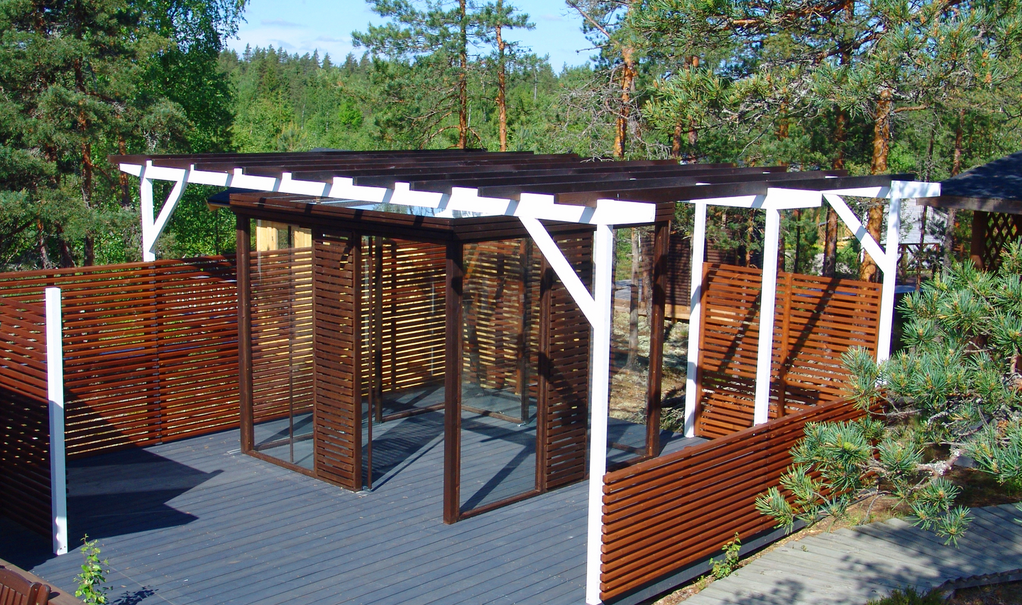 Lasipaviljonki Tammiston Puu kuutio terassille 2,59x2,59m