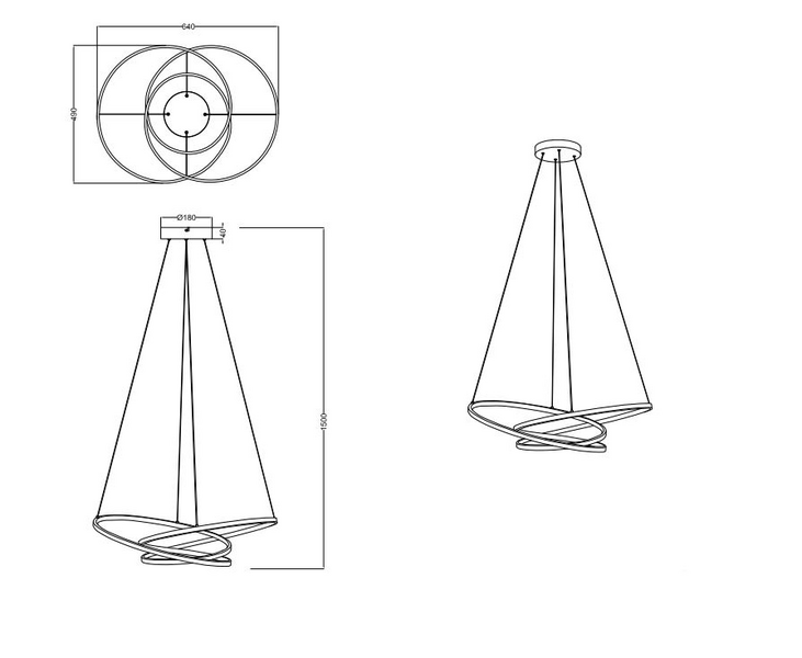 Riippuvalaisin TRIO Darvin led 34W 4500lm 64cm kulta