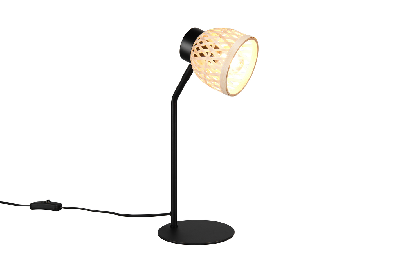 Pöytävalaisin TRIO Laurent E14 36cm mattamusta/bambu