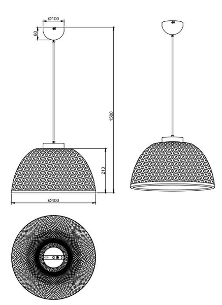 Riippuvalaisin TRIO Laurent E27 mattamusta/bambu