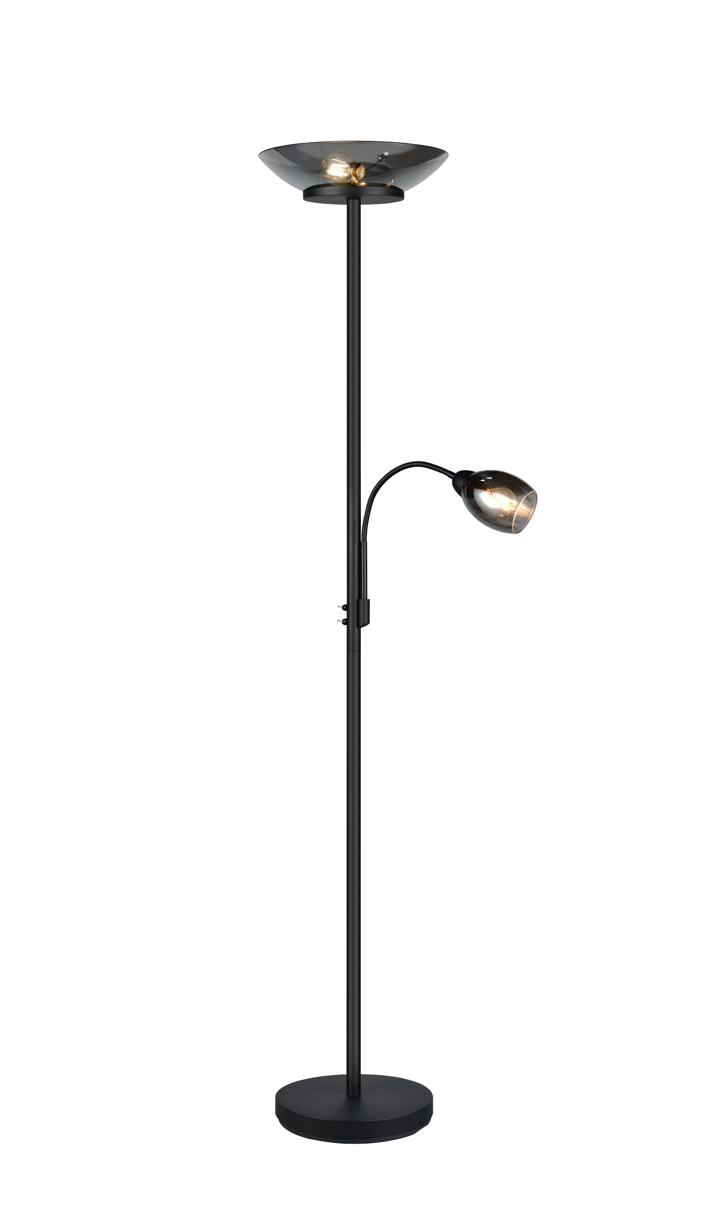 Lattiavalaisin TRIO Gerry 2xE27 +E14 mattamusta lukuvalolla