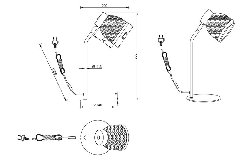 Pöytävalaisin TRIO Laurent E14 36cm mattamusta/bambu