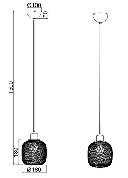 Riippuvalaisin TRIO Amelie E27 luonnollinen väri/bambu