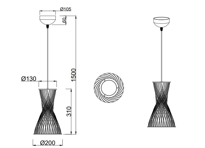 Riippuvalaisin TRIO Bijou E27ruskea/paperinaru