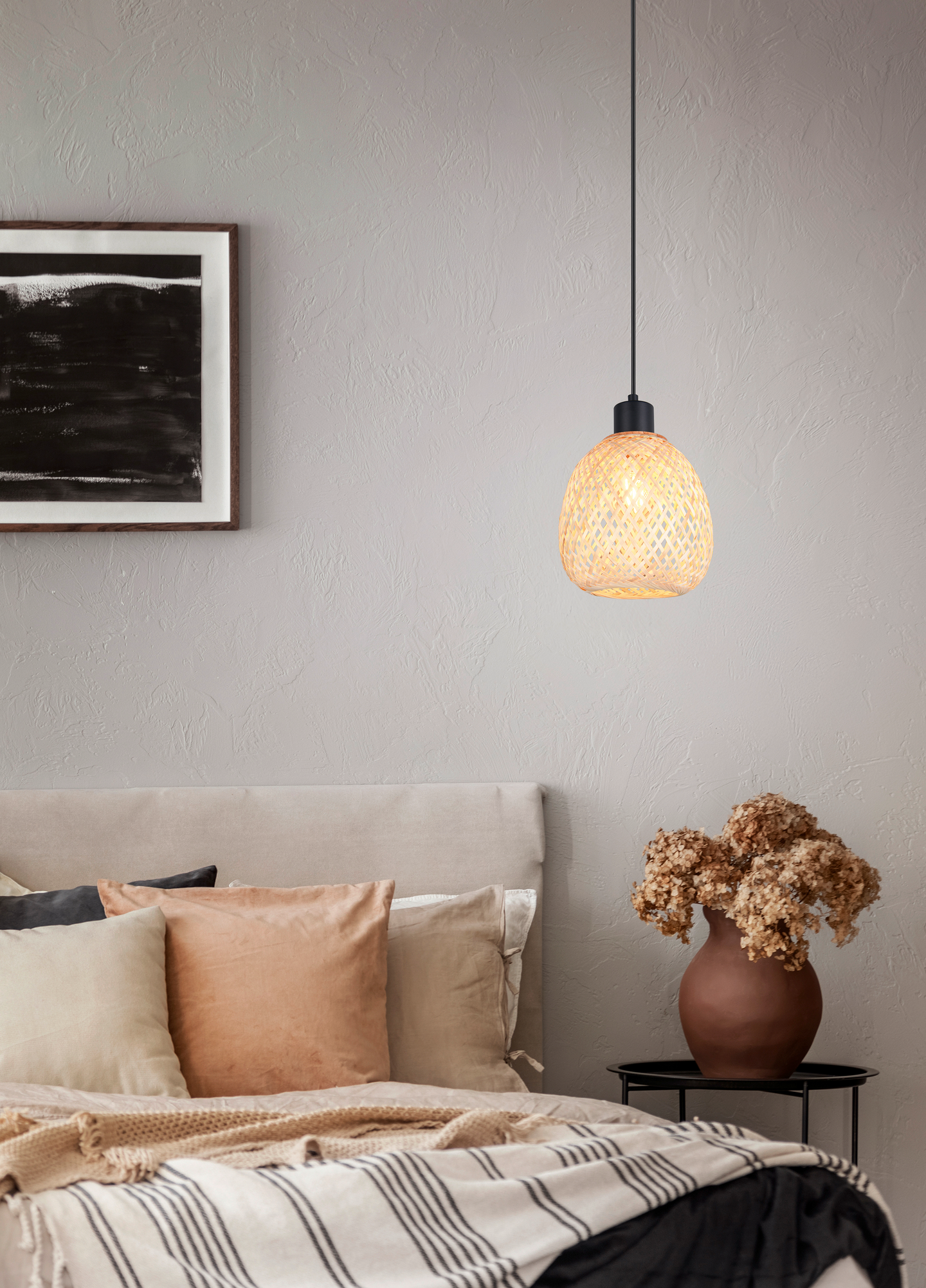 Riippuvalaisin TRIO Amelie E27 luonnollinen väri/bambu