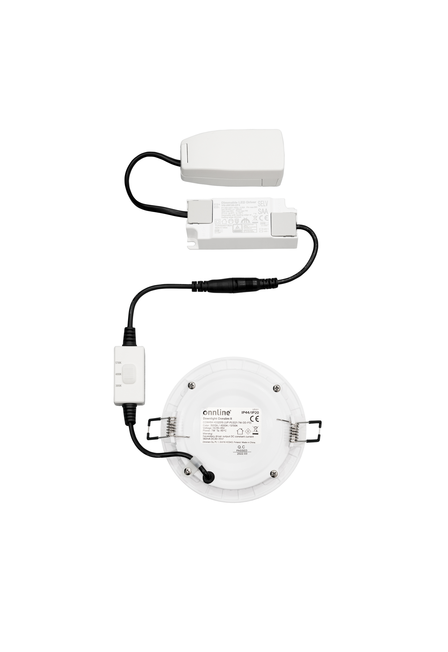 Alasvalo Onnline Onnslim Ii D120 IP44 430lm 7W 3CCT dim valkoinen