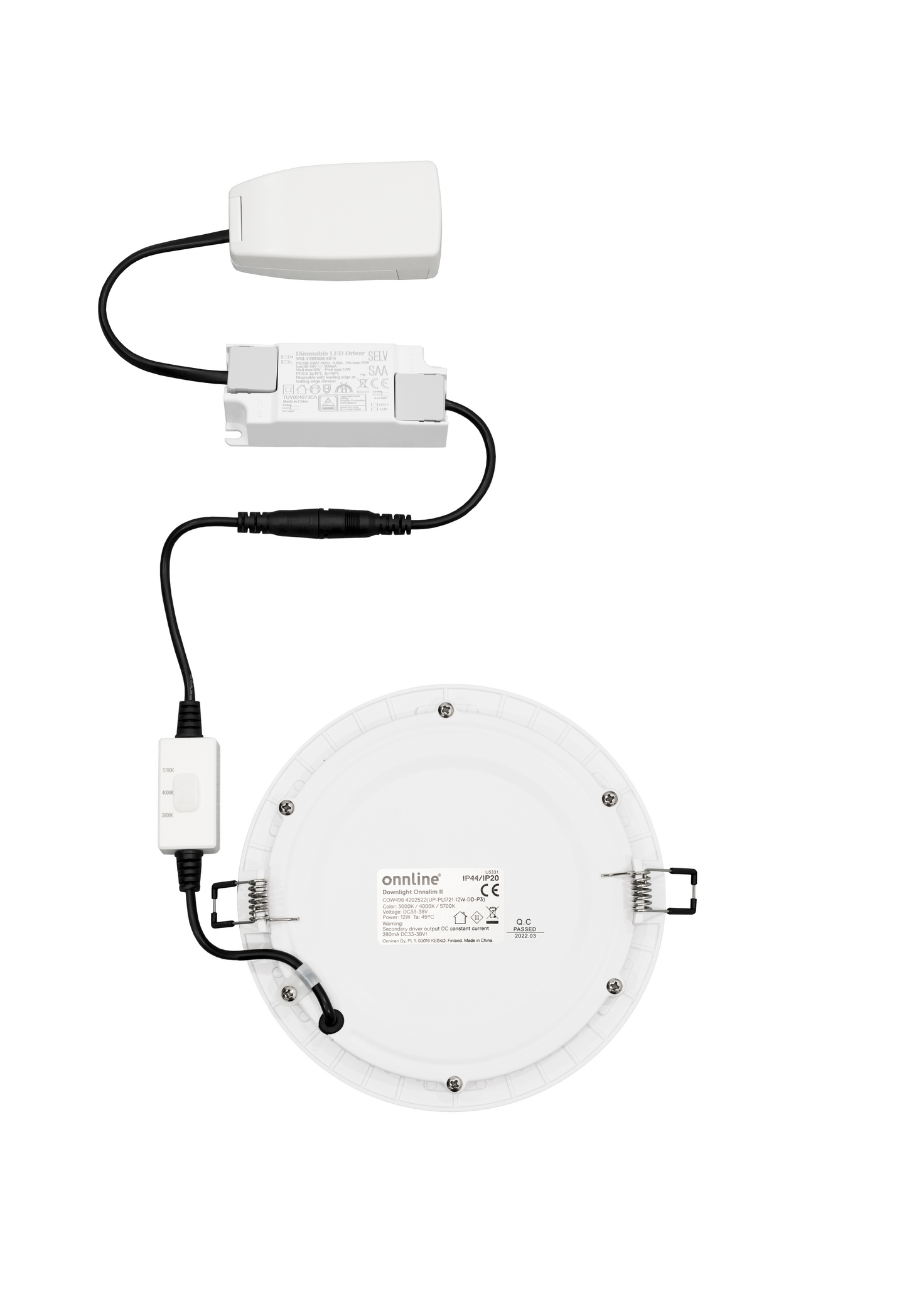 Alasvalo Onnline Onnslim Ii D170 IP44 810lm 12W 3CCT dim valkoinen