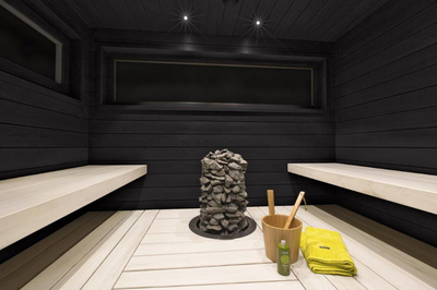 Saunapaneeli Cello Purmo 14x120x2070 kuusi STS4 päätypontattu musta harjattu