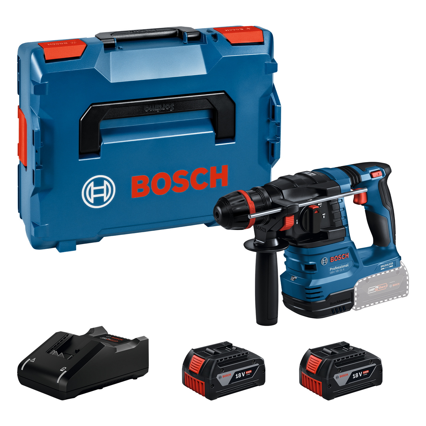 Akkuporavasara Bosch GBH 18V-22 X 2x4,0Ah L-Boxx