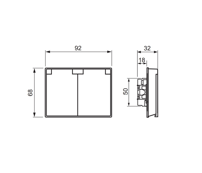 Pistorasia ABB IMPRESSIVO 2S/16A IP21 ukj hl musta läppä