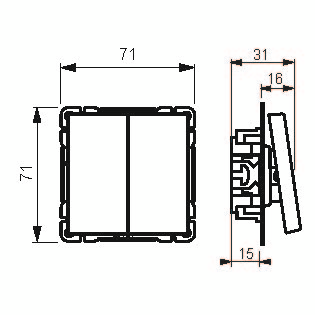Kytkin ABB Impressivo 5 uppo 1065-885P mattamusta