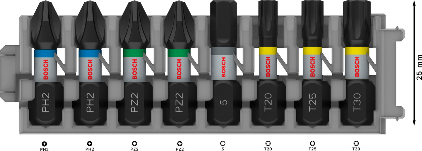 BITSSET BOSCH IMPACT PH/PZ/H/T 25MM, 8 DELAR