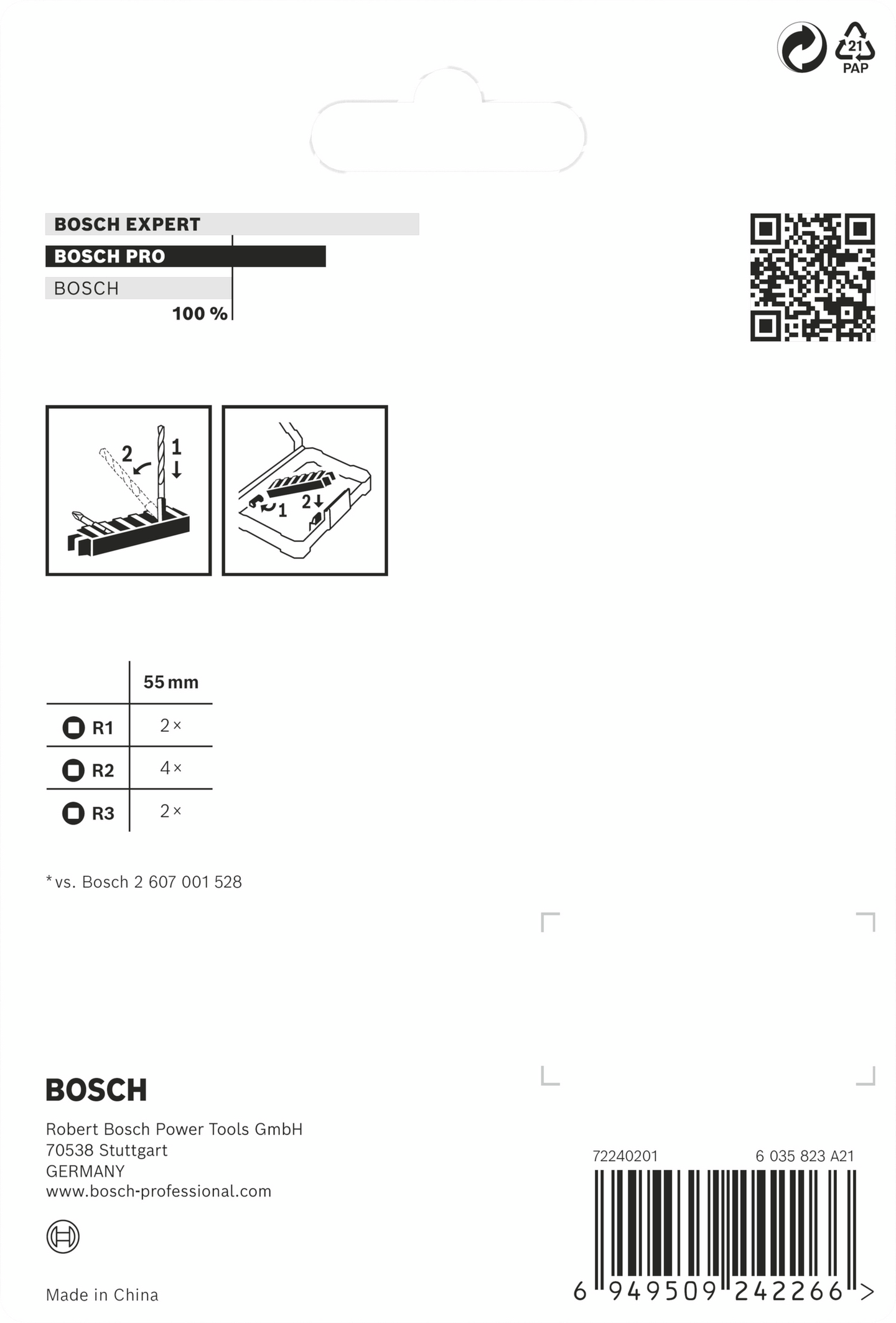 BITSSET BOSCH IMPACT R1/2/3 55MM, 8 DELAR