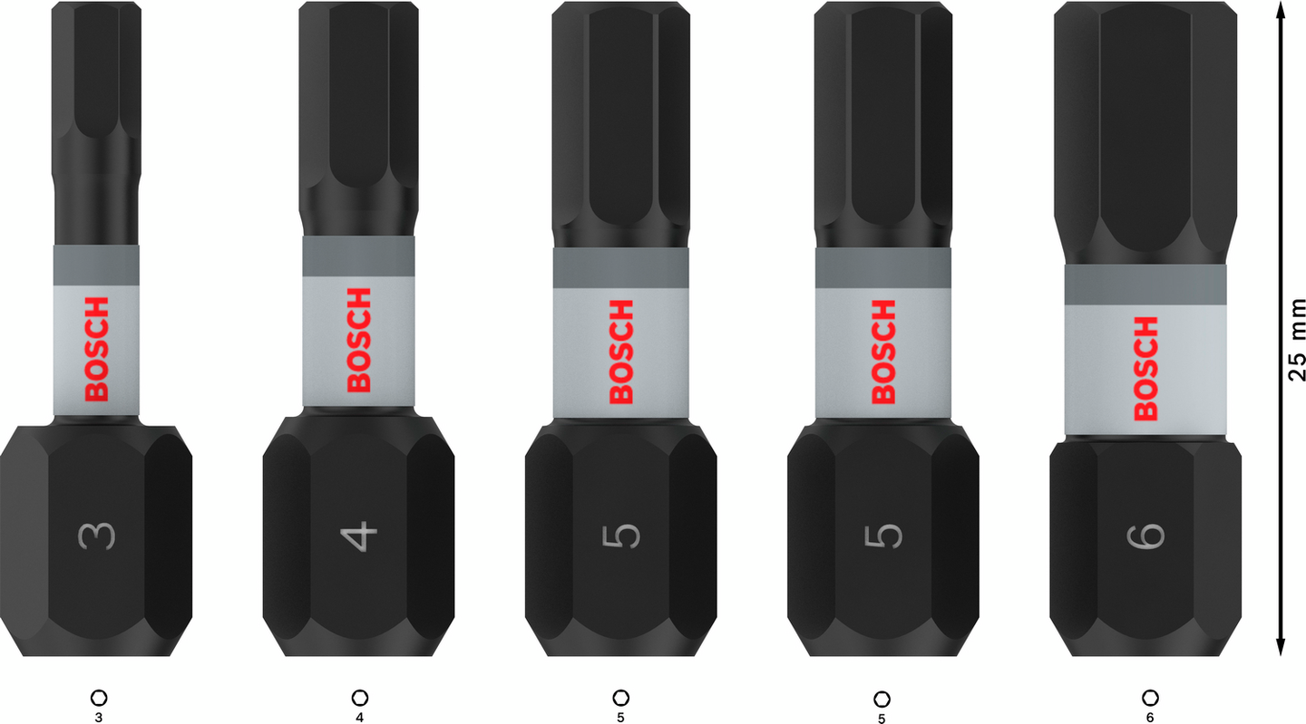 BITSSET BOSCH IMPACT H3-H6 25MM 5 DE
