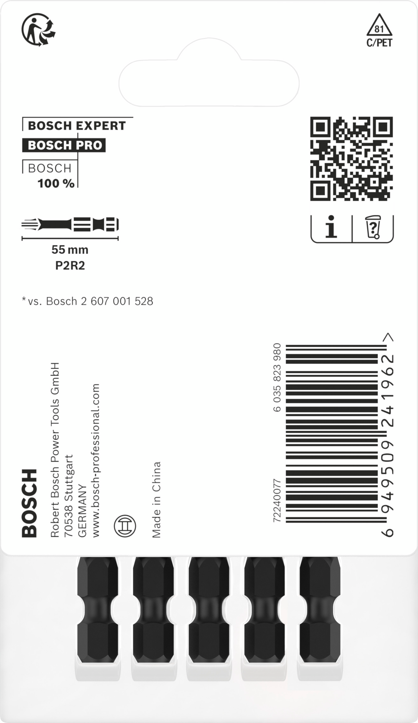 BITS BOSCH IMPACT P2R2 55MM 5ST