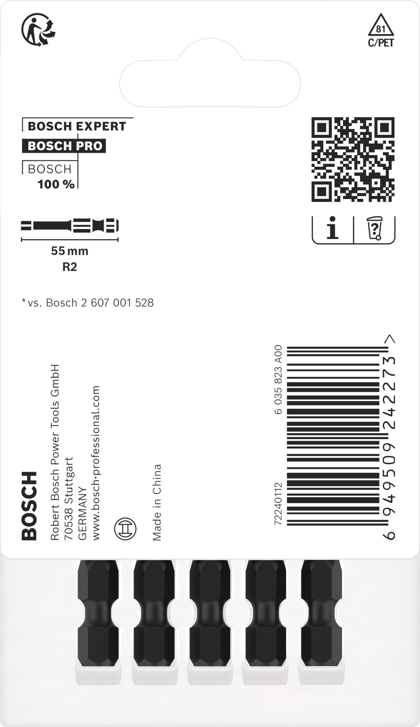 BITS BOSCH IMPACT R2 55MM 5ST