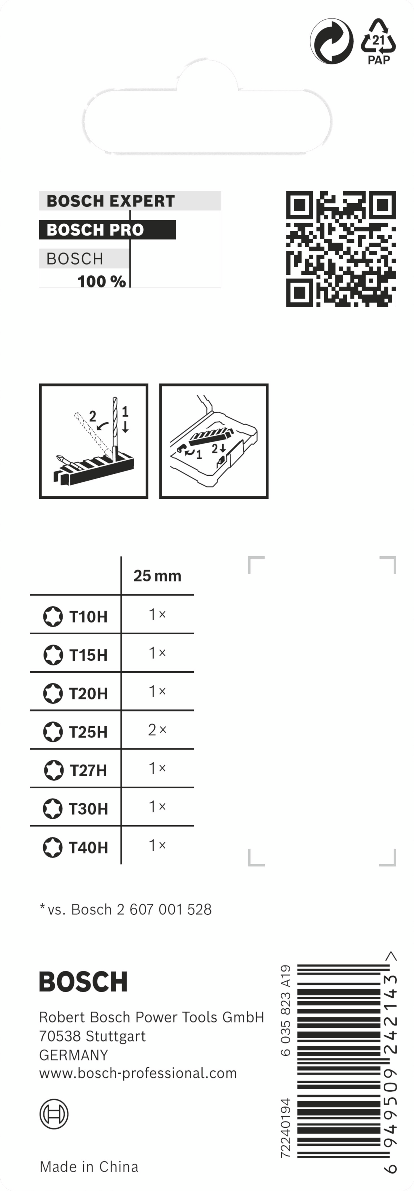 BITSSET BOSCH IMPACT T10H-40H 25MM, 8 DELAR