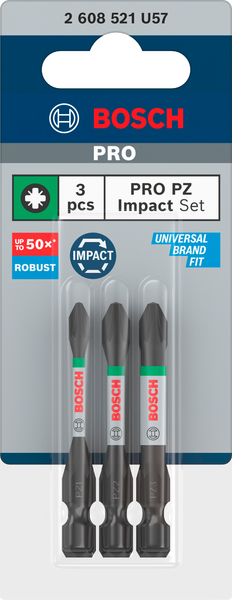 BITSSET BOSCH IMPACT PZ1/2/3 55MM, 3 DELAR