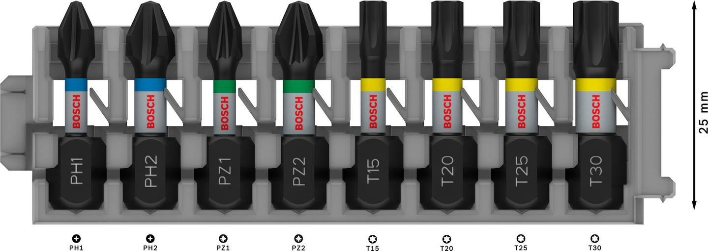 BITSSET BOSCH IMPACT PH/PZ/T 25MM, 8 DELAR