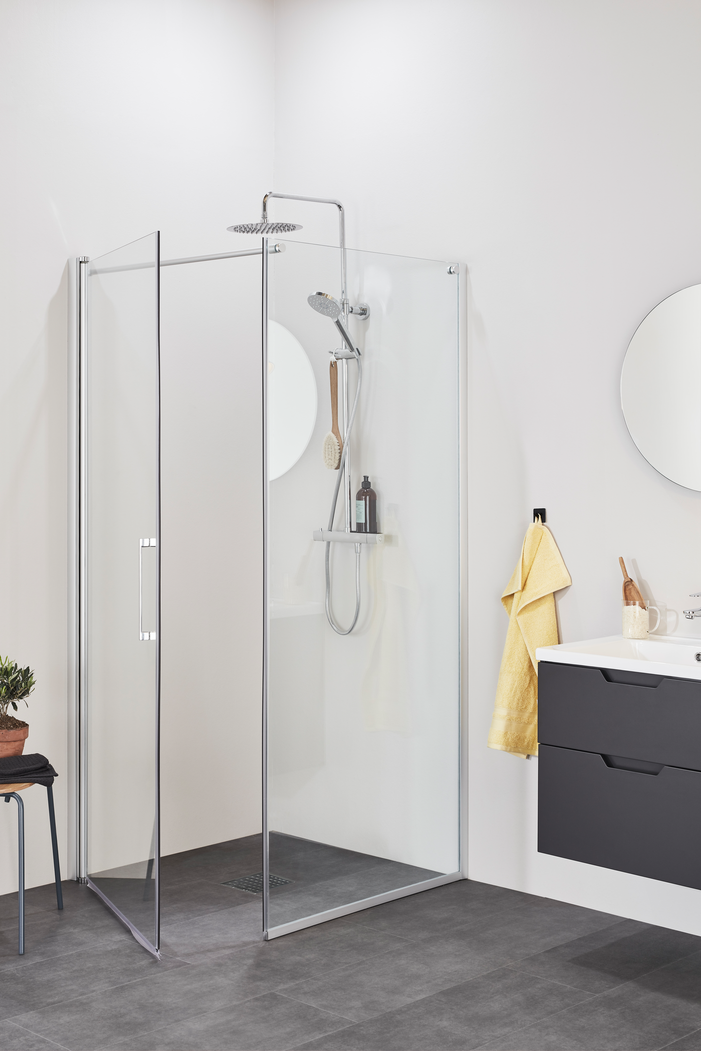 DUSCHHÖRN NORO FROST CONCEPT VÄGG, 700 KLAR DÖRR 900 KLAR