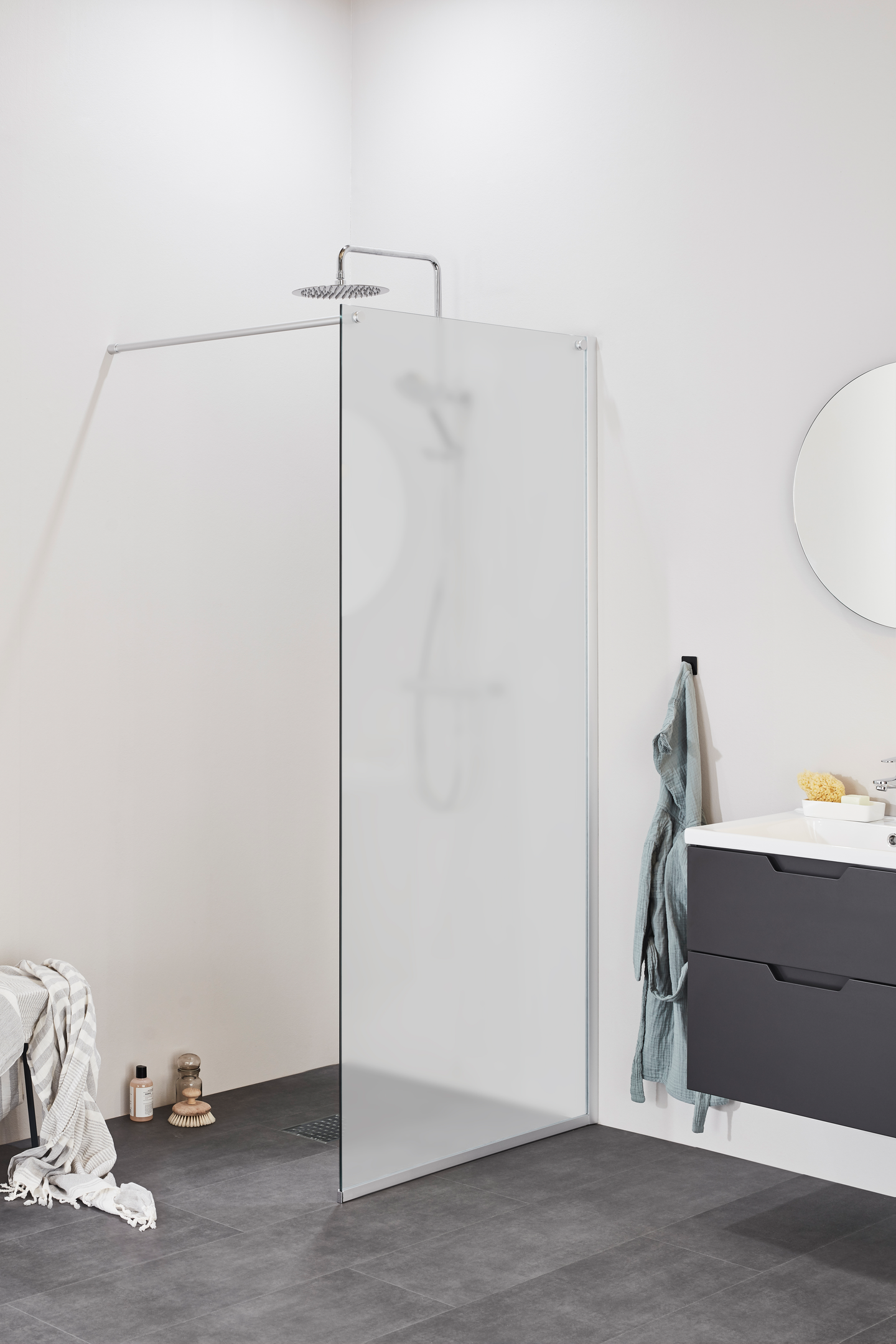 DUSCHVÄGG NORO FROST DV 90 FROSTAT, GLAS 2000X900