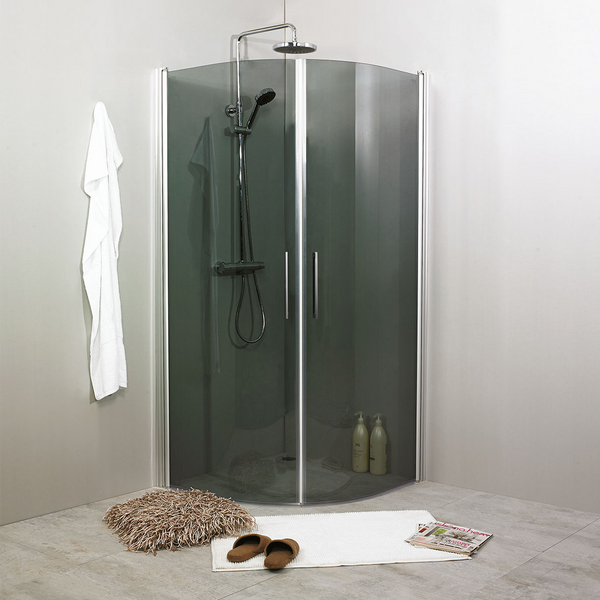 DUSCHHÖRN NORO FIX TREND R 99, SILVER MATT RÖKFÄRGAT GLAS